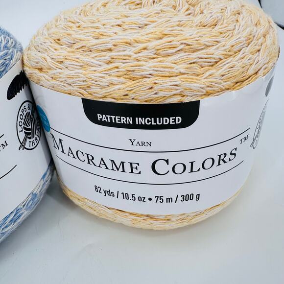 2 Macrame Colors Yarn by Loops and Threads Cornflower Blue Marl Yellow Marl - Picture 2 of 7